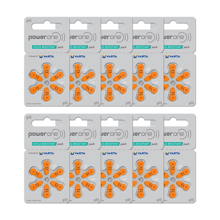 PowerOne P13 Hearing Aid Batteries 10 Wheels 6 Per Wheel + FREE SHIPPING