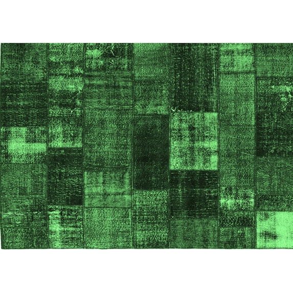 Ahgly Company Indoor Rectangle Patchwork Emerald Green Transitional Area Rugs, 8' x 10'