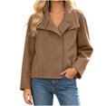 thumbnail image 2 of WIZUTIZ Women's Solid Color Button Front Jacket Turn Down Collar Long Sleeve Loose Casual, 2 of 7