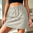 thumbnail image 2 of XIAOCHA Multi-Pocket Cargo Skirt for Women Elastic Waist Summer Casual Mini Skort, 2 of 6