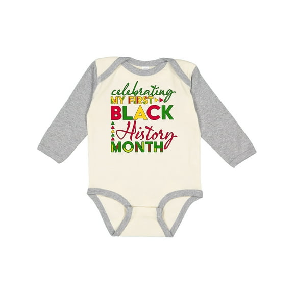 Inktastic Celebrating My First Black History Month for Kids Boys or Girls Long Sleeve Baby Bodysuit