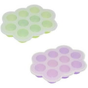 ALEKO SHT10KIT Heat-Resistant Nonstick Silicone 10-Hole Baby Food Storage Container, Purple and Green, Set of 2