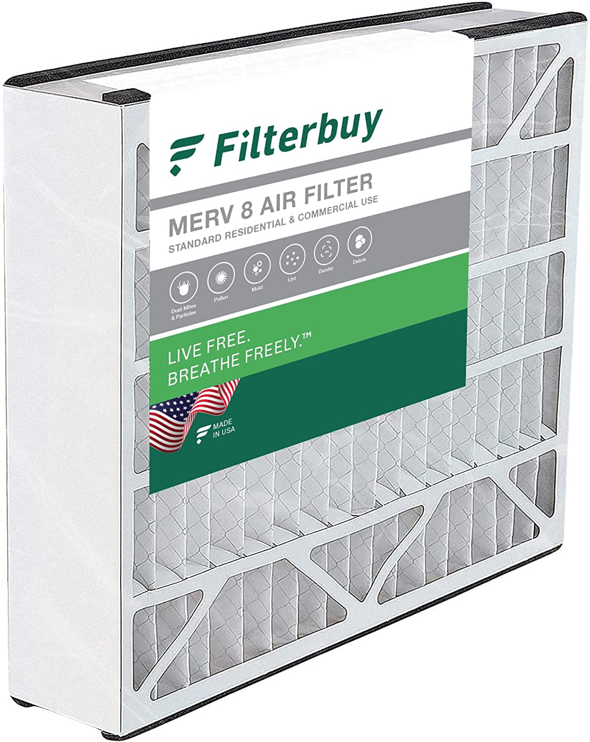 Filterbuy 16x25x5 MERV 8 Pleated HVAC AC Furnace Air Filters for Trion