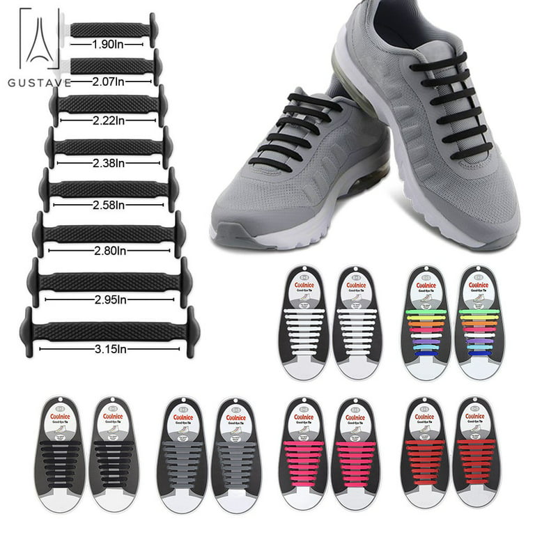 HOMAR No Tie Shoelaces for Kids and Adults Stretch Silicone Elastic No Tie  Shoe Laces, White 