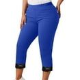thumbnail image 3 of Capri Leggings for Women Plus Size Summer Casual Elastic High Waist Lace Hem Workout Yoga Cropped Capris Pants, 3 of 6