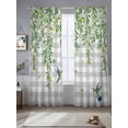 thumbnail image 2 of Spring Plants Sheer Curtains 96 Inch Length 2 Panels Set Window Treatments, Watercolor Leaves Birds Flowers Gray Plaid Rod Pocket Semi Curtains for Living Room/Bedroom/Kitchen Décor, 104"W x 96"L, 2 of 7