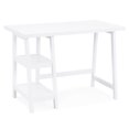 thumbnail image 2 of White Writing Desk With Storage By - Adequate Work Surface, 2 Open Shelf Choices, Superior , Robust Rubberwood Leg Assembly, 42"x24"x30", 1.18" Thick In Style, Spacious Workspace Shelves, Strong, 2 of 2