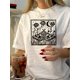 thumbnail image 1 of Camiseta vintage informal estampada para mujer con cuello redondo, top deportivo de ocio, 1 of 6
