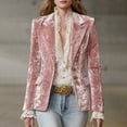 thumbnail image 2 of Xingpeng Velvet Blazer for Women Long Sleeve Open Front Jacket Fall Winter Fashion Business Casual Blazers 2026 Trendy Luxe Pink XXL, 2 of 9