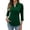 50#Dark Green, variant on Womens 3/4 Length Sleeve Tops V Neck Casual Basic Tees Work Polo Shirts Collared Summer Top with Front Pocket Sky Blue M