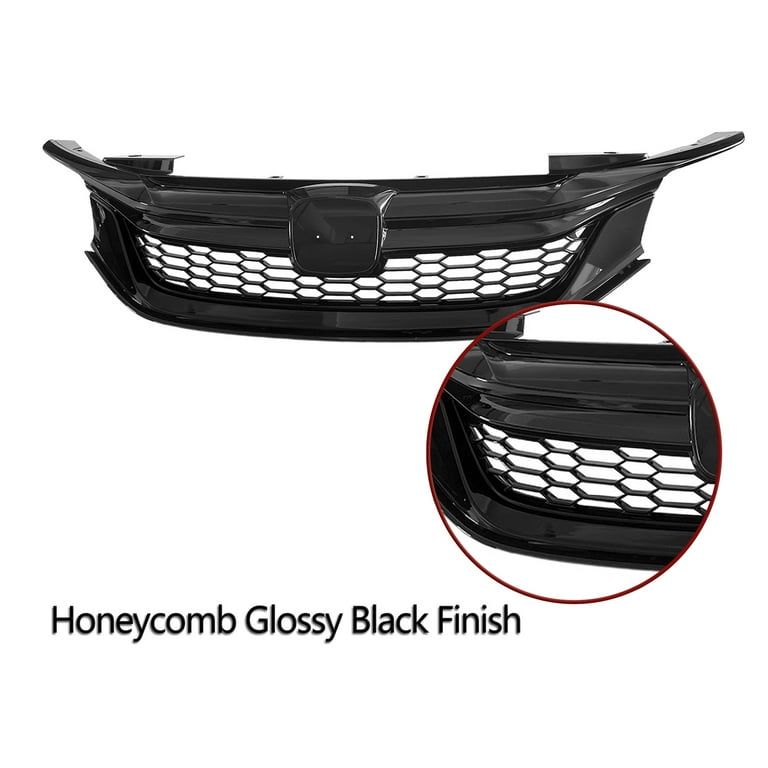 Autoelements Front Bumper Grille For 2016-2017 Honda Accord Sedan – Textured Black Plastic