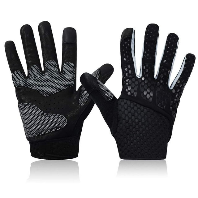 SAVIOR Gants de Gym à Doigts Complets pour Hommes Femmes, Gants de Protection des Mains pour l'Entraînement, Gants de Confort Fins pour la Course, Noir