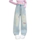 thumbnail image 1 of Odeerbi 5-15 Años Niñas Jeans de Pierna Ancha Pantalones de Vaquero Bordados Lindos Pantalones de Vaquero Sueltos Ropa Exterior Casual Pantalones de Pierna Recta, 1 of 6