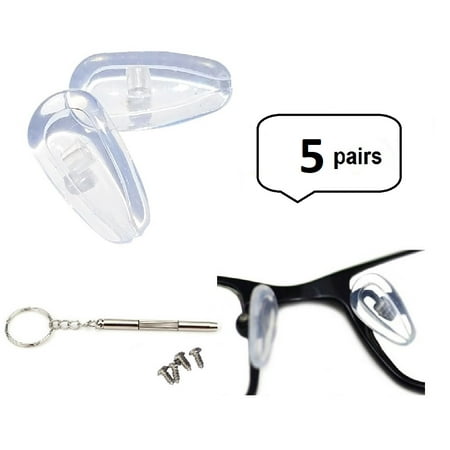 Replacement Nose Pads - AM Landen 5 pairs Soft Air Cushion 15mm Silicone Nose Pad with screws Eyeglass Nose Pads
