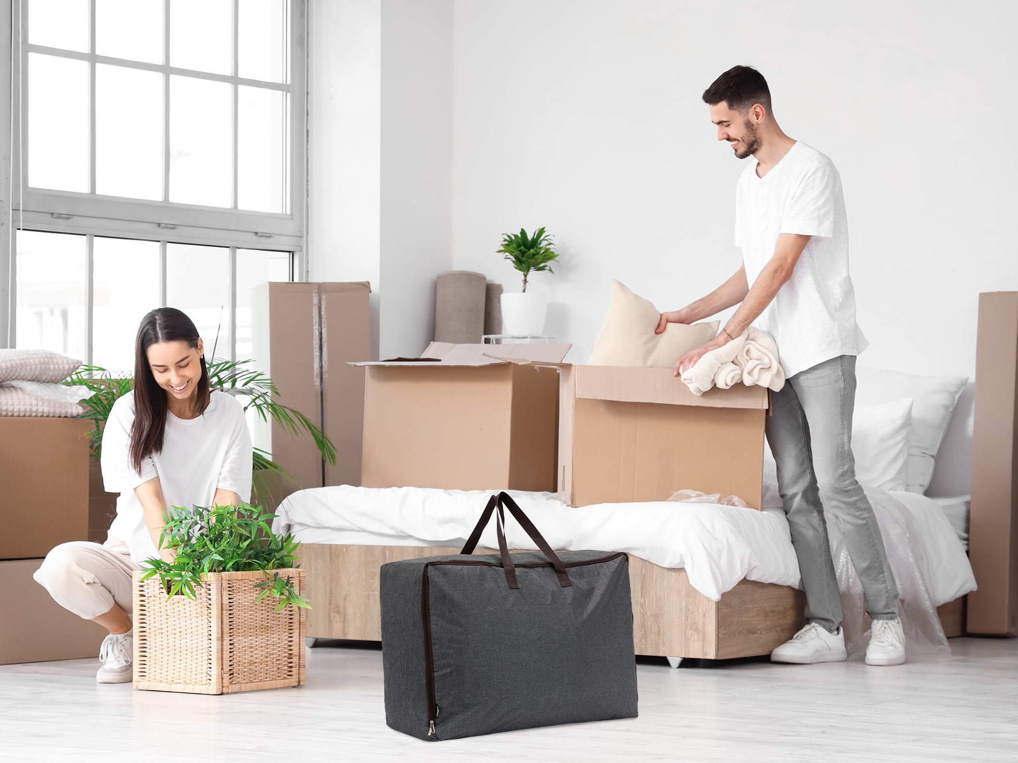 Unique Bargains 1 Pack Clothes Storage Bags Moving Bags Dark Gray 28*20*12in