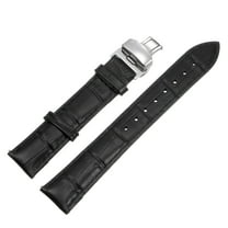 Uxcell Leather Band Replacement Kit Deployment Buckle Watch Strap 17mm, Black