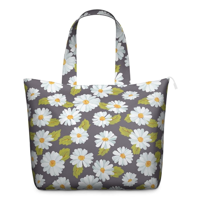Cute Daisy Flower Travel Tote Bag - Spacious Lightweight Shoulder Bag with Interior Pockets, Perfect for Summer & Spring Trips