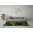 thumbnail image 3 of Ahgly Company Machine Washable Indoor Round Oriental Turquoise Blue Modern Area Rugs, 5' Round, 3 of 4