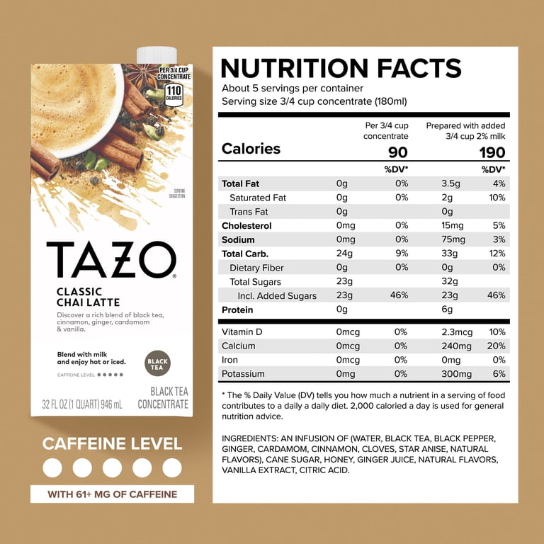 Tazo Classic Chai Latte Black Tea Concentrate, 32 fl oz, 6 Pack photo 8