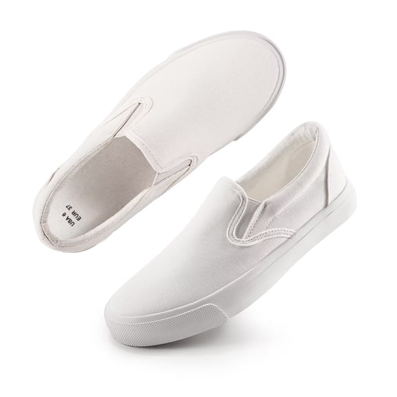 KEINDI Women’s Slip On Canvas Low Top Shoes Fashion Sneakers and Casual Loafers Flats Shoes For Women White size 9
