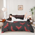 thumbnail image 2 of Homewish Red Halloween Bat Duvet Cover Queen,Fly Animal Silhouette Print Queen Bedding,Black Bright Red,Black Reversible,3-Piece,1 Duvet Cover and 2 Pillowcases, 2 of 5