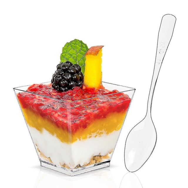 Jinsinto 50 pcs 60ml Disposable Plastic Transparent Dessert Cake Cup