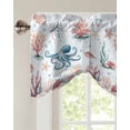 thumbnail image 3 of Tie Up Valance Curtain for Kitchen,Watercolor Oxygen Coral Shell Rod Pocket Short Curtains Adjustable Tie-Up Shade Valances,Marine Life Seamitter Window Treatment for Bathroom Living Room Bedroom, 3 of 8