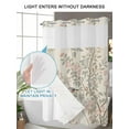 thumbnail image 4 of No Hook Shower Curtain with Snap in Liner Pink Flowers Branch Shower Curtain -Fabric Waterproof Inner Liner, Bird Green Gray Leaves Farm Plant Vintage Shower Curtains Washable 72"x72", 4 of 9