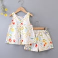 thumbnail image 2 of TOWED22 Toddler Girls Outfits 2pcs Sweet Sleeveless Top and Shorts Lovely Sets Summer Clothes Baby Infant Tank Tee Cotton Clothing(Yellow,5-6 Y), 2 of 4