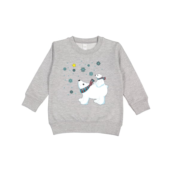 Inktastic Christmas Polar Bear and Cub with a Star Toddler Sweatshirt
