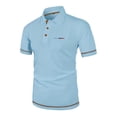 thumbnail image 2 of NIEWTR Mens T-Shirt lightWeight Knit Polo Sweater Short Sleeve Casual Collared Quarter Button Golf Shirts（Light Blue,2XL), 2 of 5