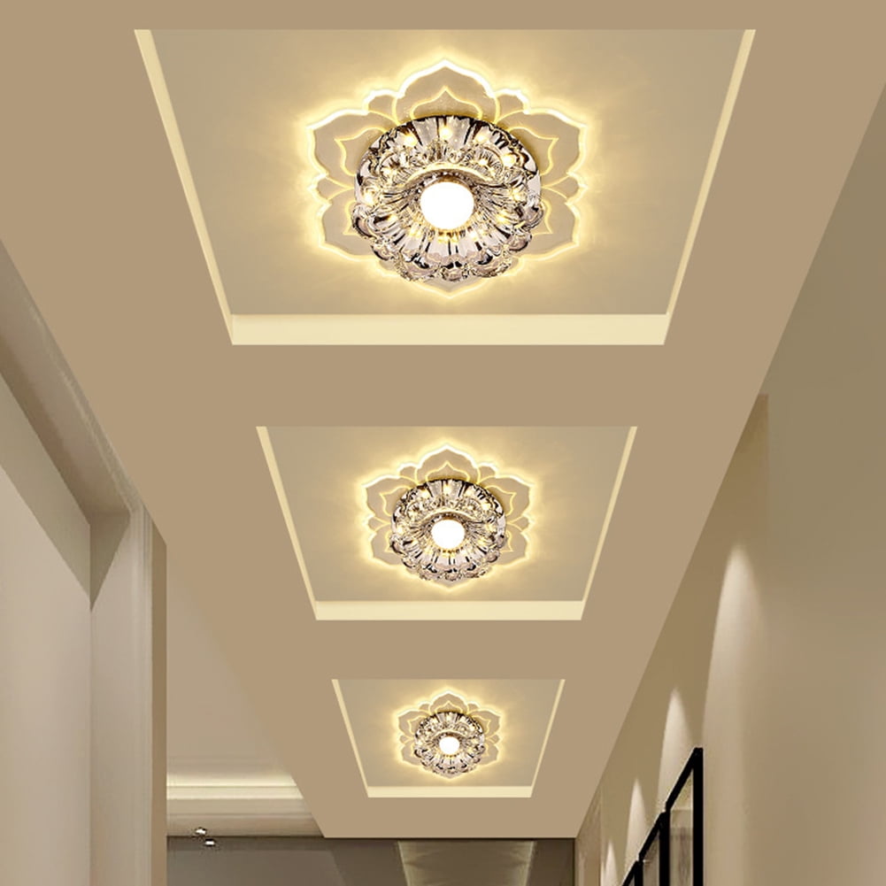 BLEEUS Modern Led Crystal Ceiling Lights Surface Mounted Porch Aisle Lamp Lighting Supplies （White）