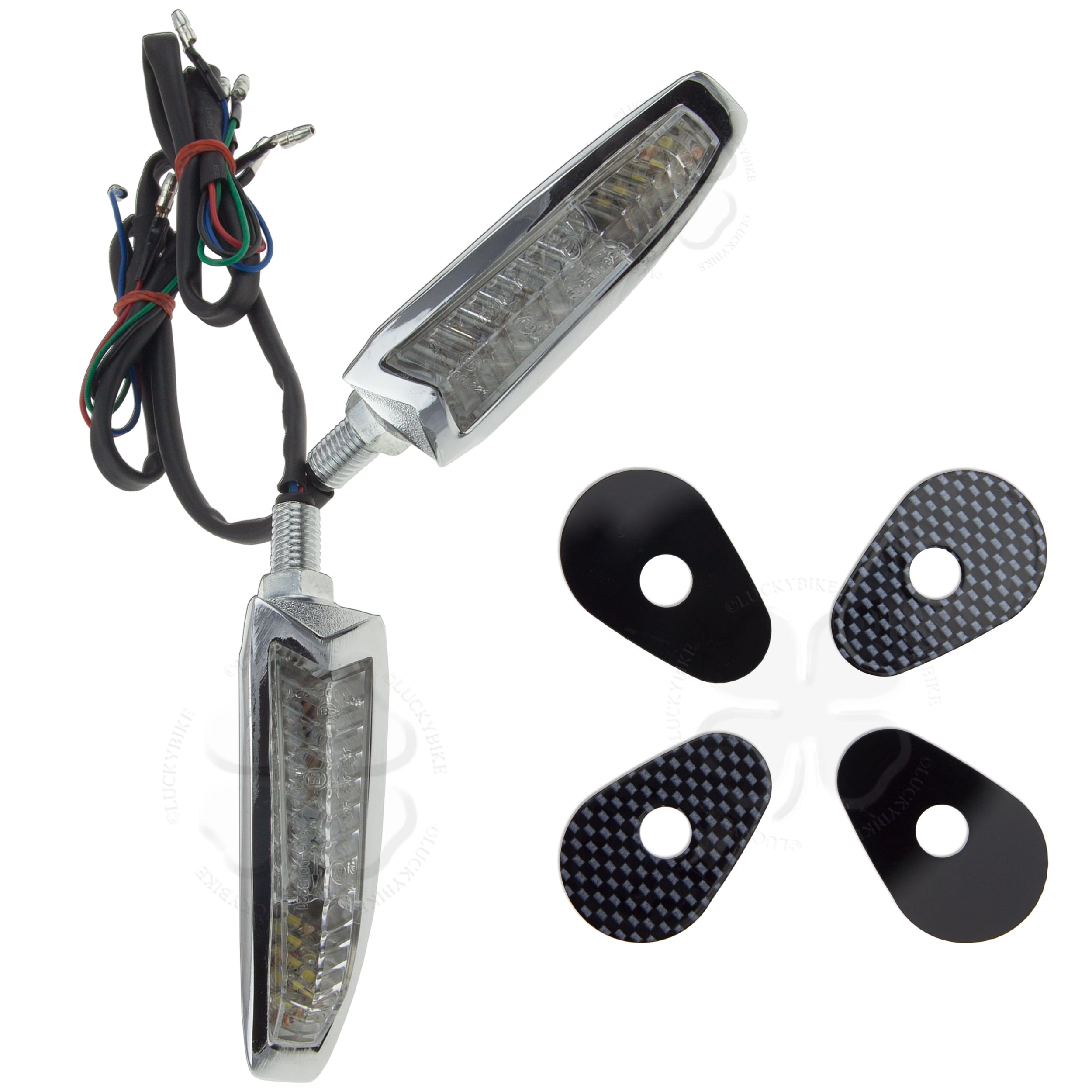 Chrome LED Stalk Turn Signals & Adapter Kit Yamaha YZF R6 R1 FZ1 FZ6