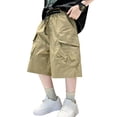 thumbnail image 5 of UACY Boys Cargo Shorts Baggy Casual Elastic Waist Knee Length Wide Leg Shorts Summer Trendy Outdoor Hiking Pants ﻿, 5 of 6