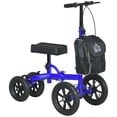 thumbnail image 1 of HOMCOM Trottinette à Genou Réglable, Marcheur Pliant avec Roue en Caoutchouc, Bleu, 1 of 10