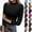 03# Black, variant on Women's Mock Turtleneck Slim Fit Top Three-Quarter Sleeve Lightweight Stretchy Pullover Basic Casual Tops for Work to Weekend，Dark Gray S