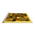 thumbnail image 2 of Ahgly Company Machine Washable Indoor Round Abstract Yellow Contemporary Area Rugs, 5' Round, 2 of 4
