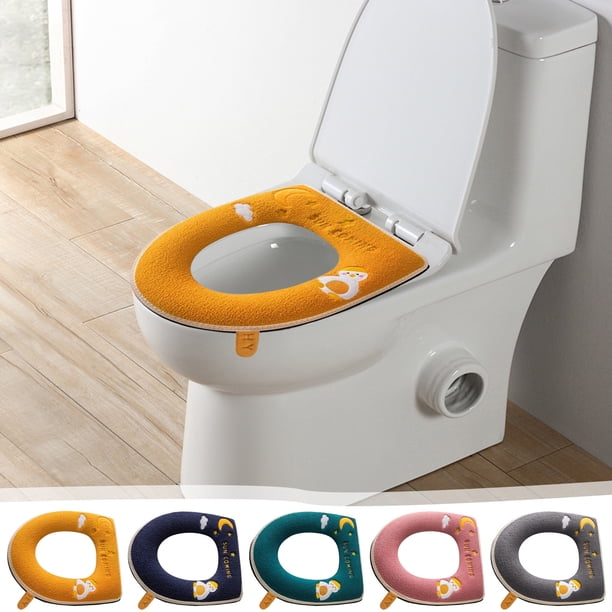 Asiento de inodoro con cremallera, modelo para el hogar, bordado, asiento de inodoro con lavadora, bonita lavadora, asiento de inodoro universal para las cuatro estaciones Akmoler