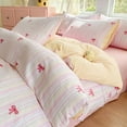 thumbnail image 2 of JOLUSERE 3-Piece Colourful Striped Girls Duvet Cover Full Set, Reversible Pink Bows Soft Bedding Sets for Kids, 2 of 12