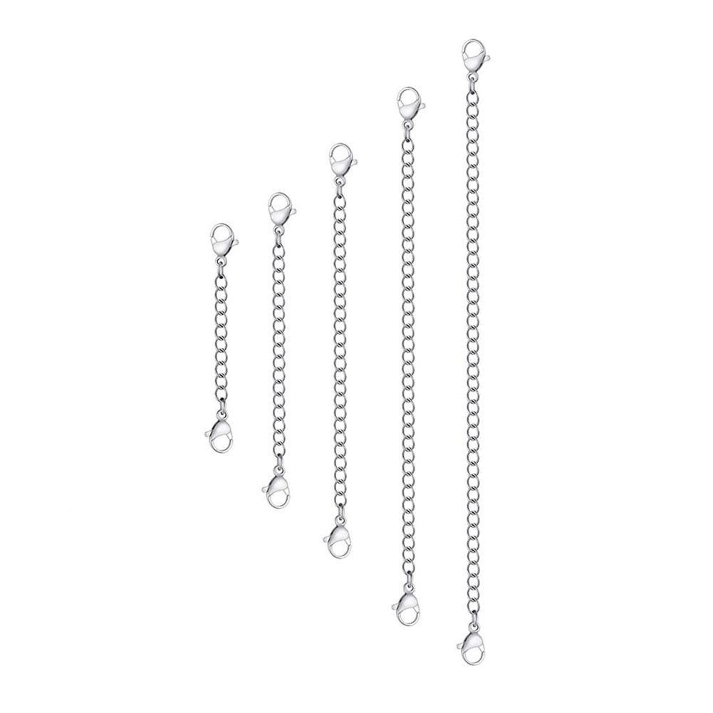 Xiao Hua silver necklace extender 10PCS-3 inch long lobster buckle extender, bracelet and ankle extension chain, interlocking chain link, women's necklace length adjuster