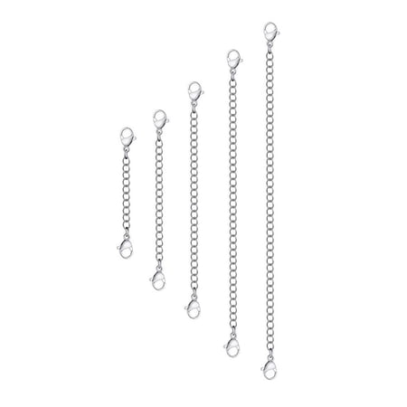 Xiao Hua silver necklace extender 10PCS-3.9 inch long lobster buckle extender, bracelet and ankle extension chain, interlocking chain link, women's necklace length adjuster