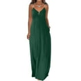 thumbnail image 2 of Robes d'Été pour Femmes Décontractées Boho Couleur Unie à Bretelles Anneau Plage Longue Robe Maxi avec Poches, 2 of 9