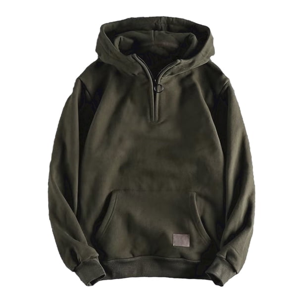 Lohuatrd - Sudadera con capucha para hombre, otoño e invierno, con cremallera decorativa, gruesa, de manga larga, holgada, con puños elásticos, cálida, con bolsillo grande, de longitud media, estilo