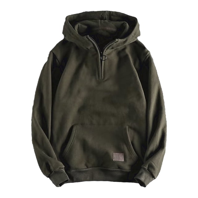 Lohuatrd - Sudadera con capucha para hombre, otoño e invierno, con cremallera decorativa, gruesa, de manga larga, holgada, con puños elásticos, cálida, con bolsillo grande, de longitud media, estilo