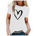 thumbnail image 2 of ALLLIST Women Tops White Printed Heart Short Sleeve Crew Neck T-Shirts Tshirt Dress Women S, 2 of 4