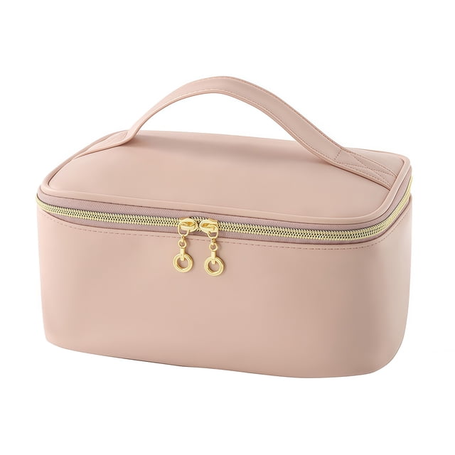 Estuche para cosméticos, bolsa de maquillaje con divisor extraíble, bolsa de aseo impermeable con asa superior, organizador de cosméticos para el hogar de vacaciones.