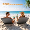 thumbnail image 3 of 2 Pieces Beach Lounge Chair, Outdoor Folding Chaise Lounge Set w/ Pillow for Sunbath, Snap, Grey, 3 of 7