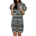 thumbnail image 4 of Femmes Robe Camouflage Imprimé Long T-shirt Respirant Robe à Manches Courtes Robe en Vrac, Vert Armée, S, 4 of 6