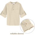thumbnail image 6 of Arshiner Boys Cotton Linen Henley Shirt Button Down Shirt Long Sleeve T Shirt Casual Solid Tops, 6 of 6