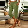 thumbnail image 5 of Antqov Capri Pants for Women Elastic High Waisted Stretch Straight Summer Capris with Pockets Casual Soft Cropped Pants, S-2XL, 5 of 7